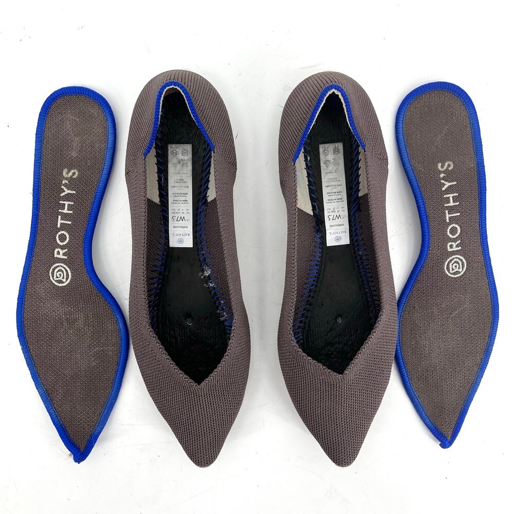 Rothy's Gray Blue The Point Pointed‎ Toe Fabric Casual Ballet Flats (7.5) - Picture 8 of 9